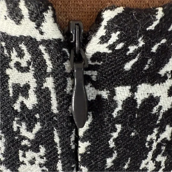 Banana Republic Black White Plaid Faux Leather Trim Short Sleeve Shift Dress 6 - Picture 5 of 8